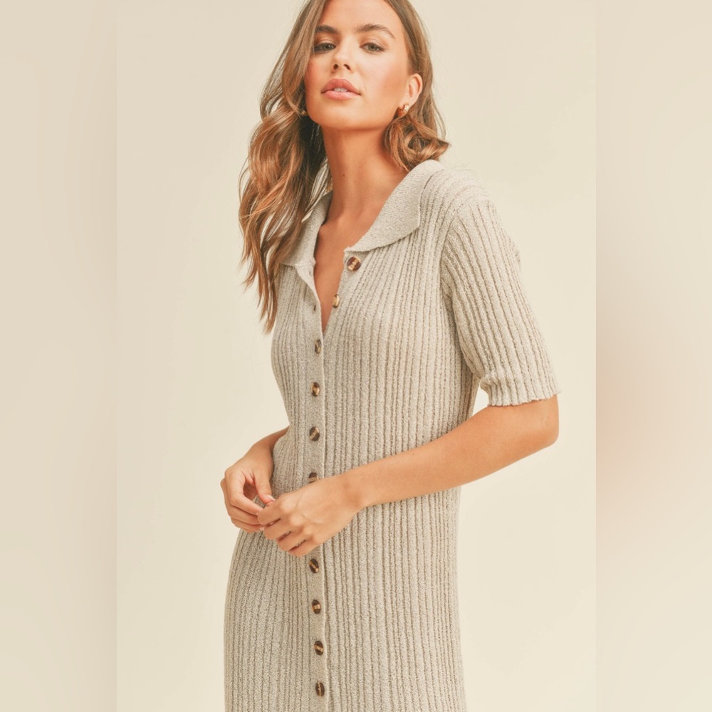 SALE Alana Button Down Ribbed Midi Dress